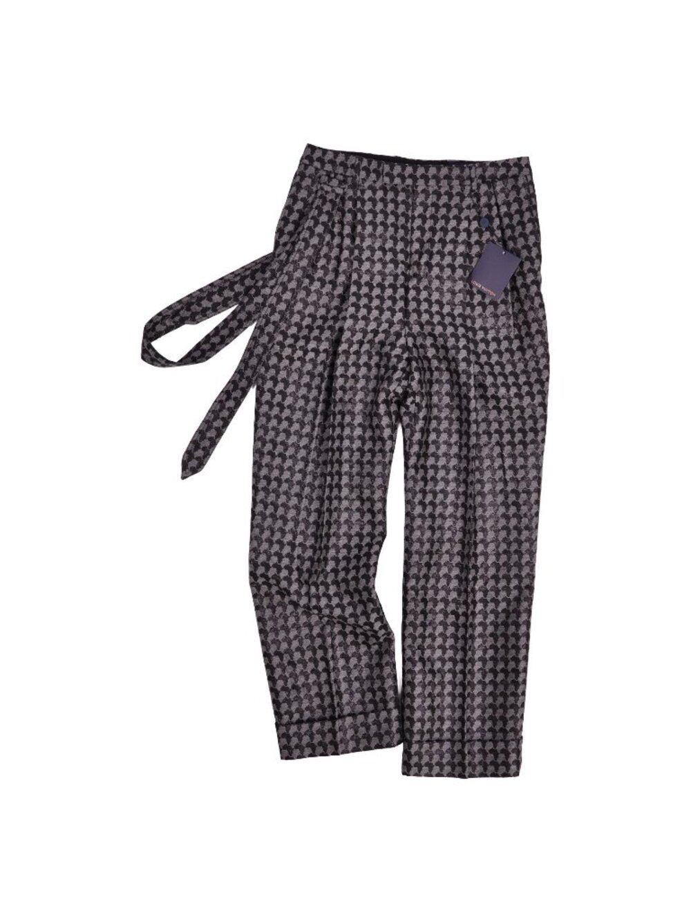 Louis Vuitton Pants Long All Over Print Wool Silk Gray 42